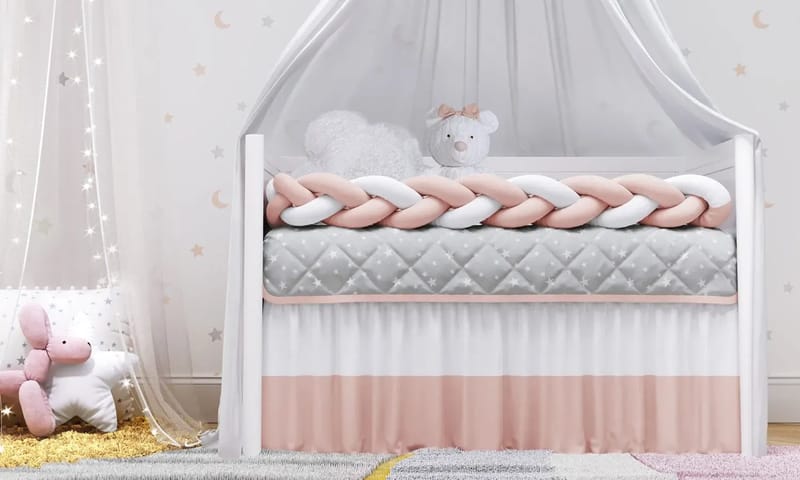 Saia de Berço Salmão e Branca