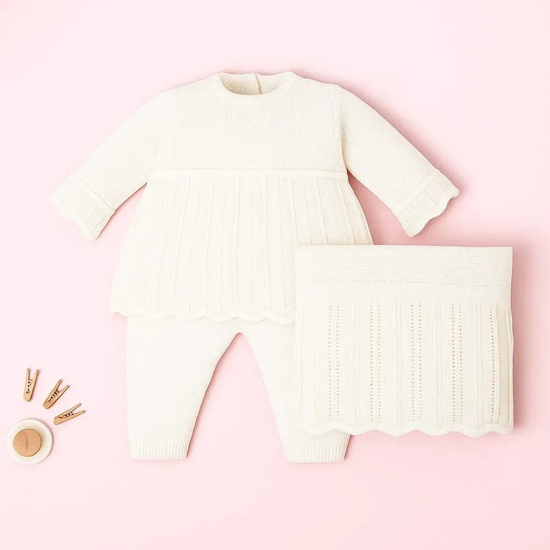 Saída Maternidade Tricot Vestido Branco P