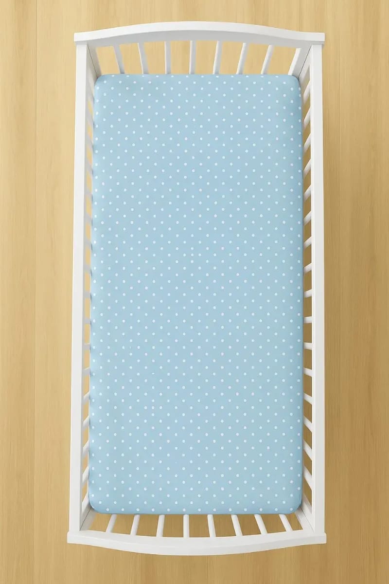 Lençol Berço com Elástico Azul Petit Poá Branco