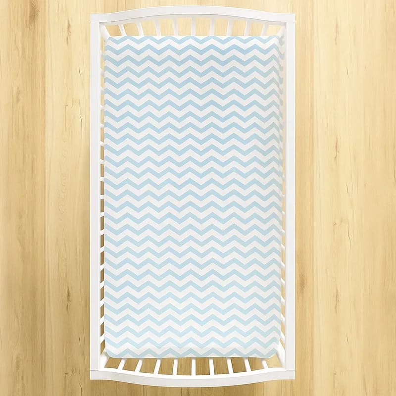 Lençol Berço com Elástico Chevron Azul bebe