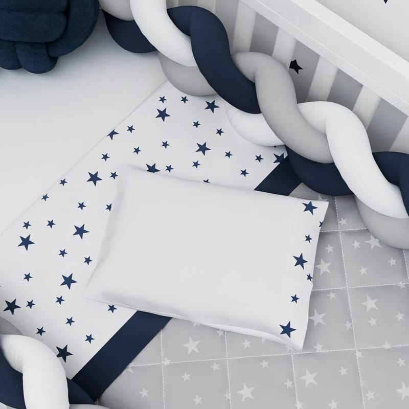 Jogo de Lençol Berço Estrelinhas Azul