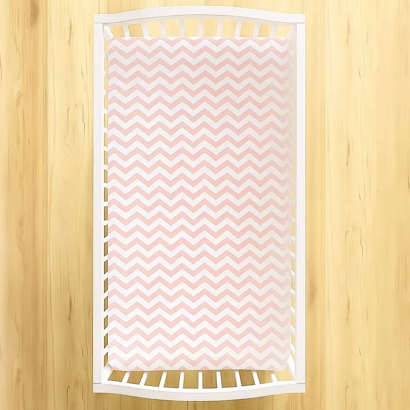 Lençol Berço com Elástico Chevron Rosa